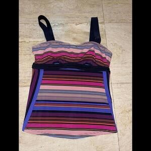 Athleta Capri Stripe Pura Tankini top sz 32‎ B/C